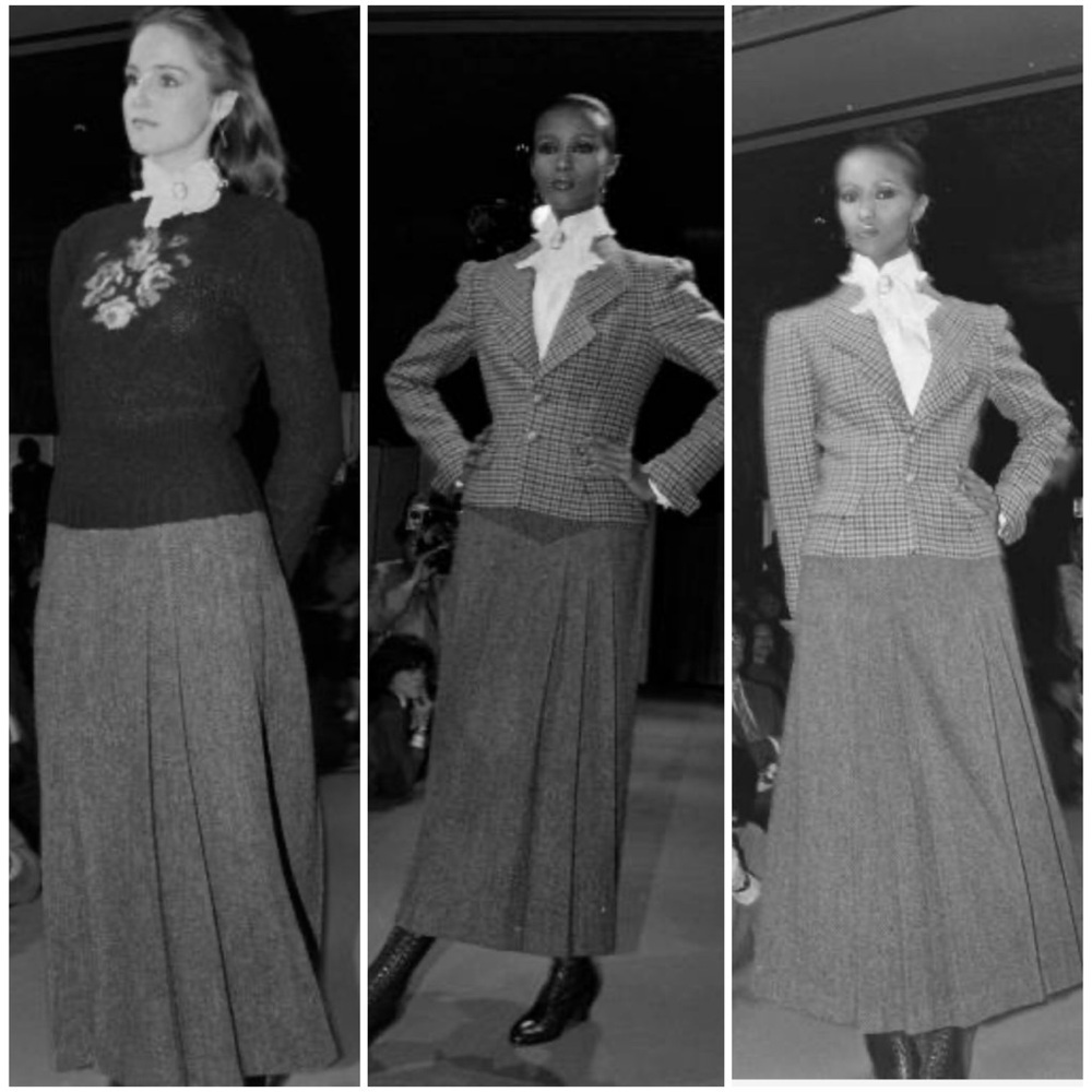 Vintage Ralph Lauren 80s Wool Midi Skirt & Linen Lace Blouse Top Set Victorian - Picture 2 of 16